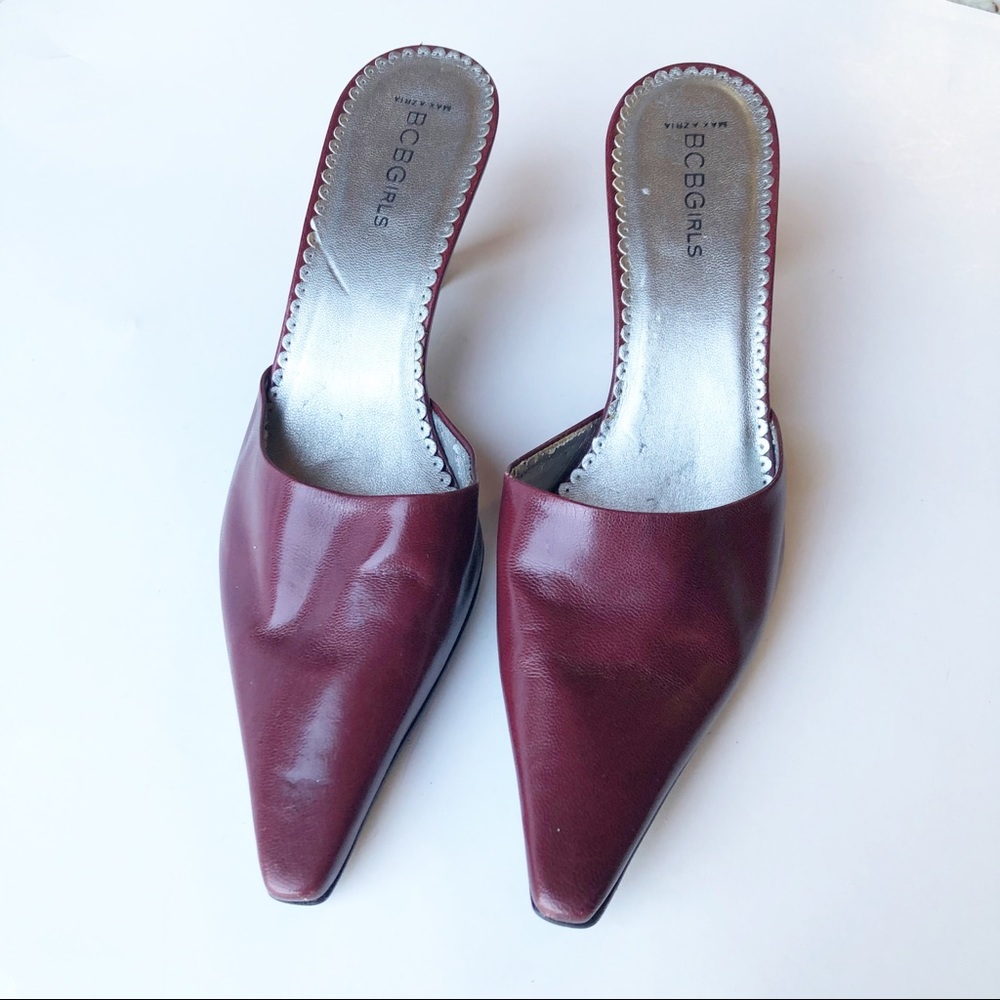 BCBG Cranberry Leather Mules Size 7 - Picture 4 of 7